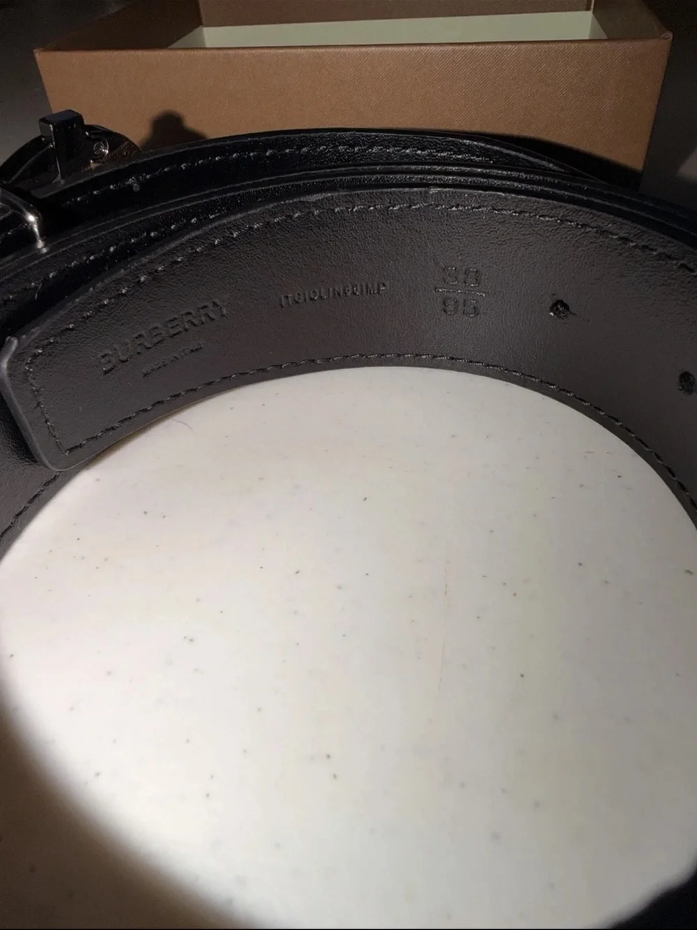 Burberry Tan Nova Check Belt with Silver 'B' Buckle